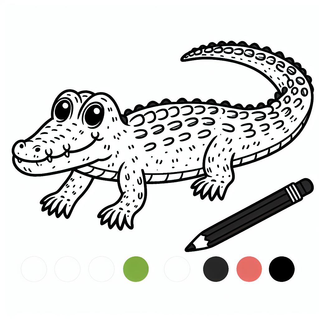 A drawing of a crocodile with a pencil