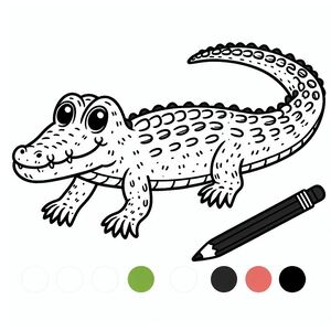 A drawing of a crocodile with a pencil