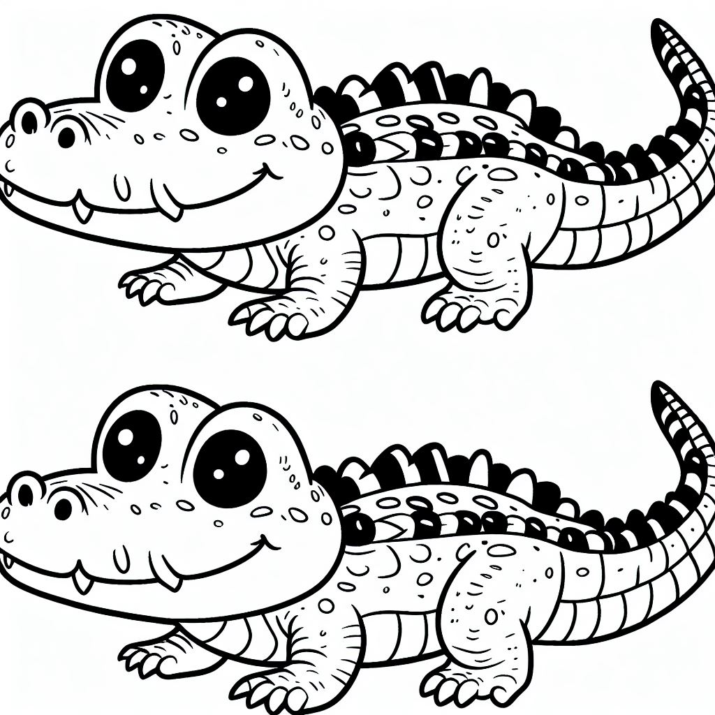 Two cartoon alligators with big eyes