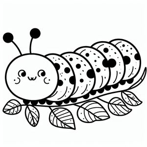 A black and white drawing of a caterpillar 3