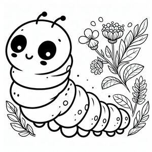 A black and white drawing of a caterpillar 4