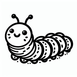 A black and white drawing of a caterpillar