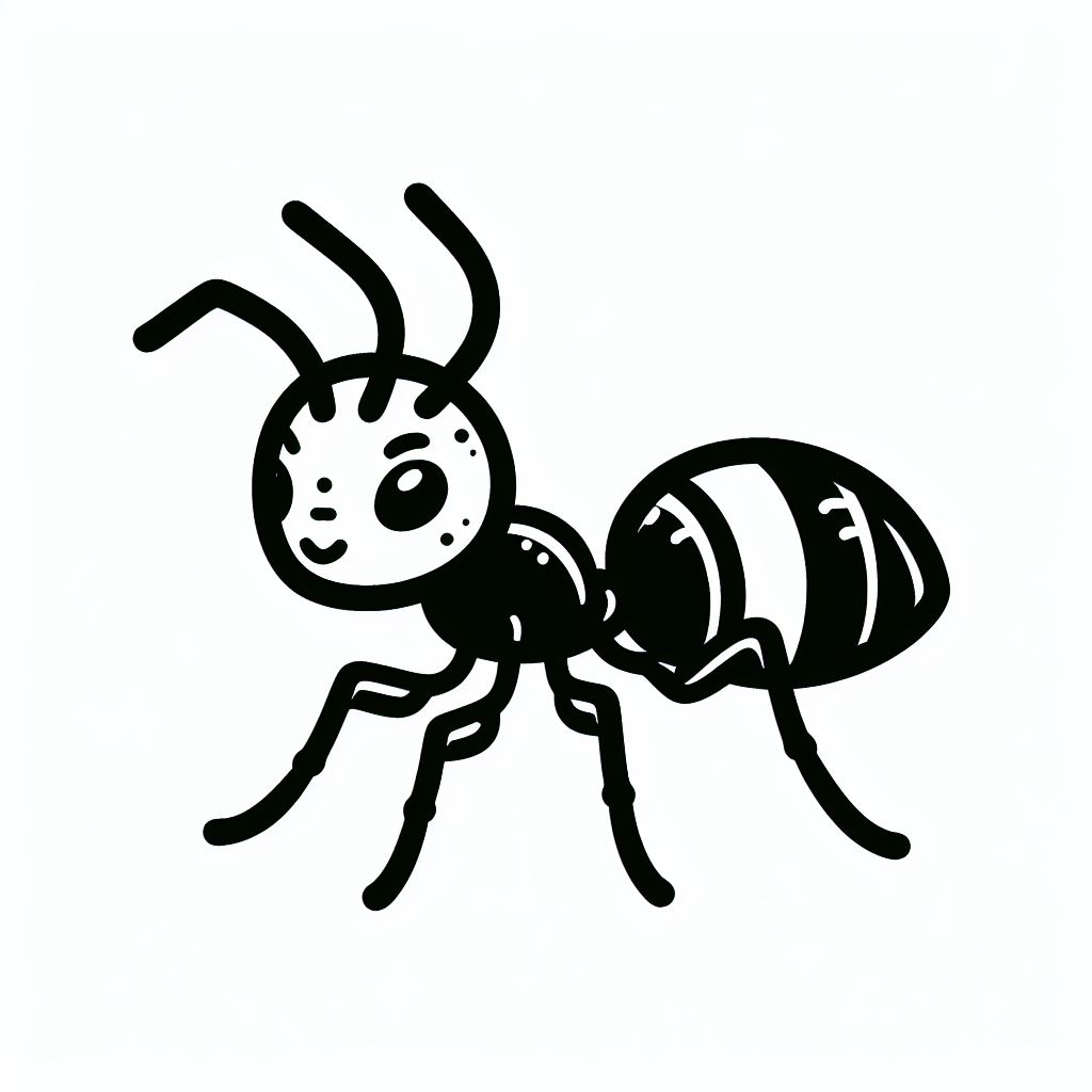 A black and white drawing of a bee