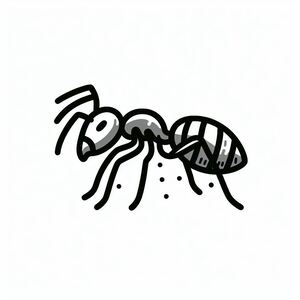 A black and white drawing of a spider