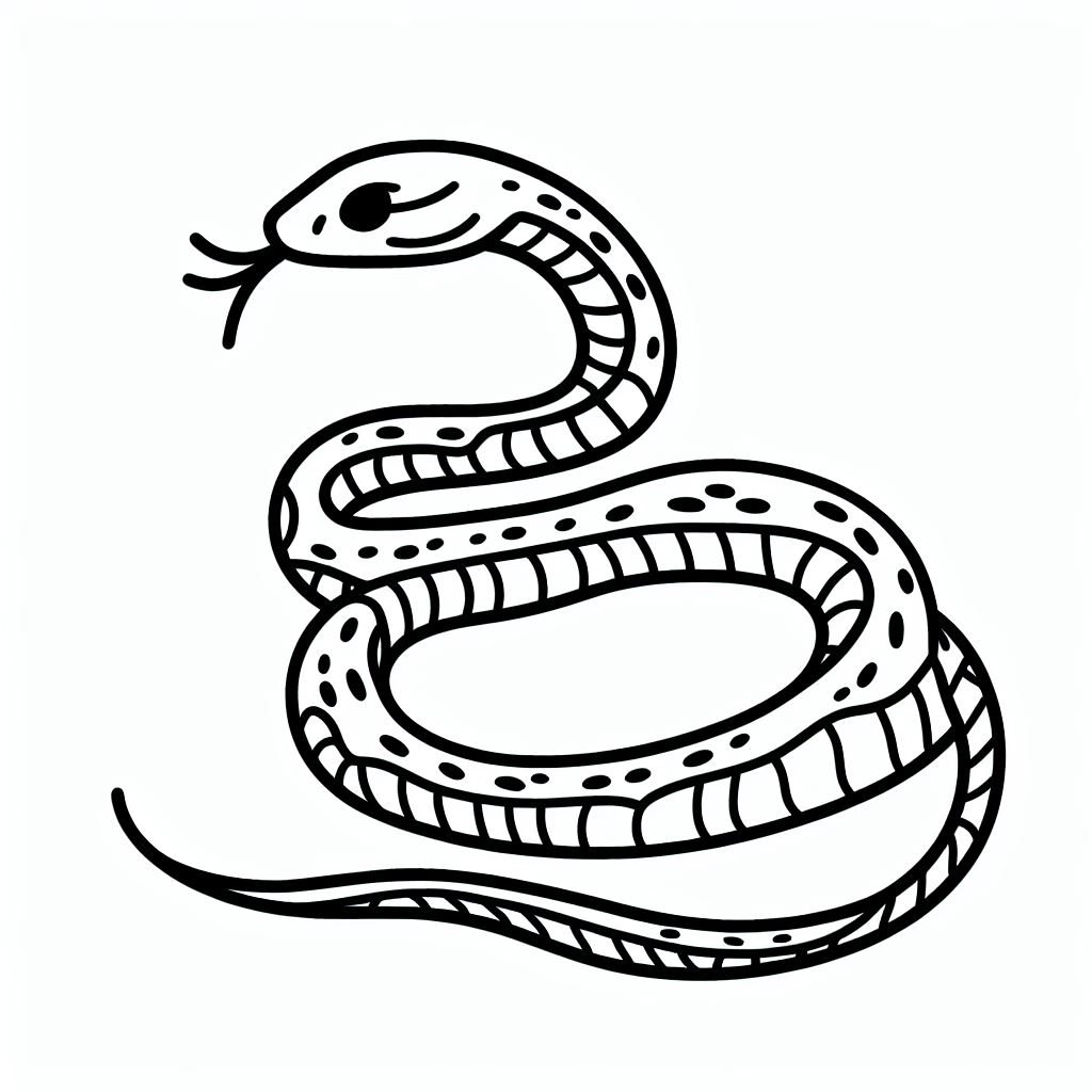 A black and white drawing of a snake