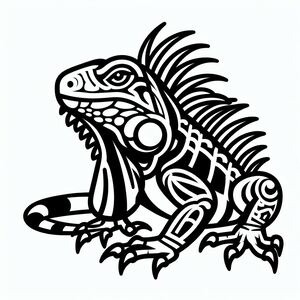 A black and white drawing of a lizard