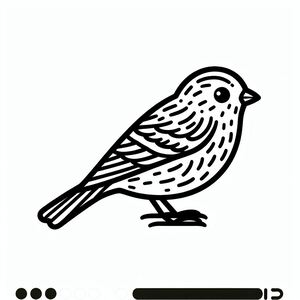 A black and white drawing of a bird