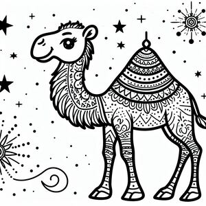 A black and white drawing of a camel 4