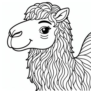 A black and white drawing of a llama