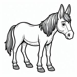 A black and white drawing of a horse