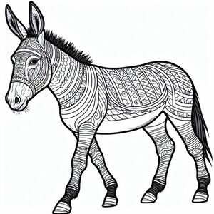 A black and white drawing of a zebra