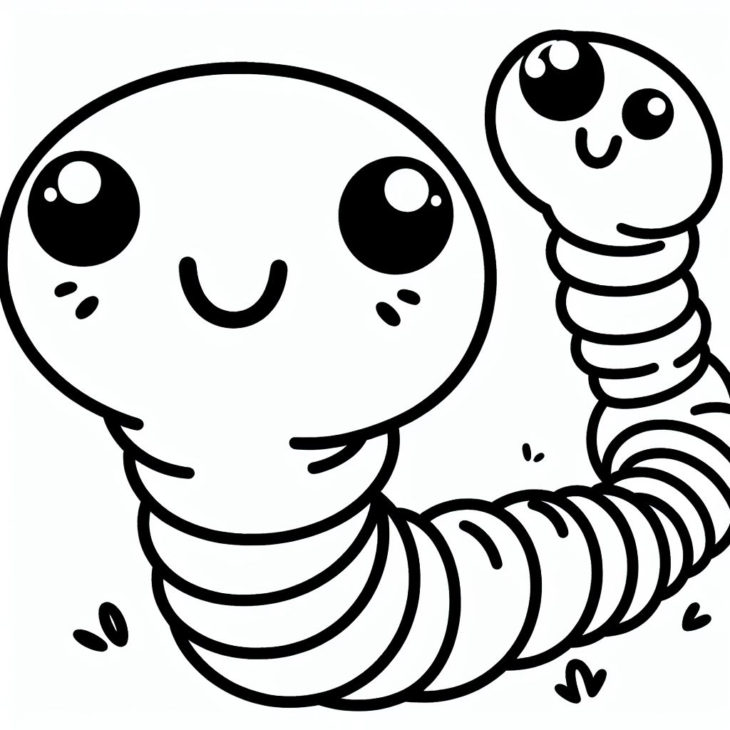 A black and white drawing of a caterpillar