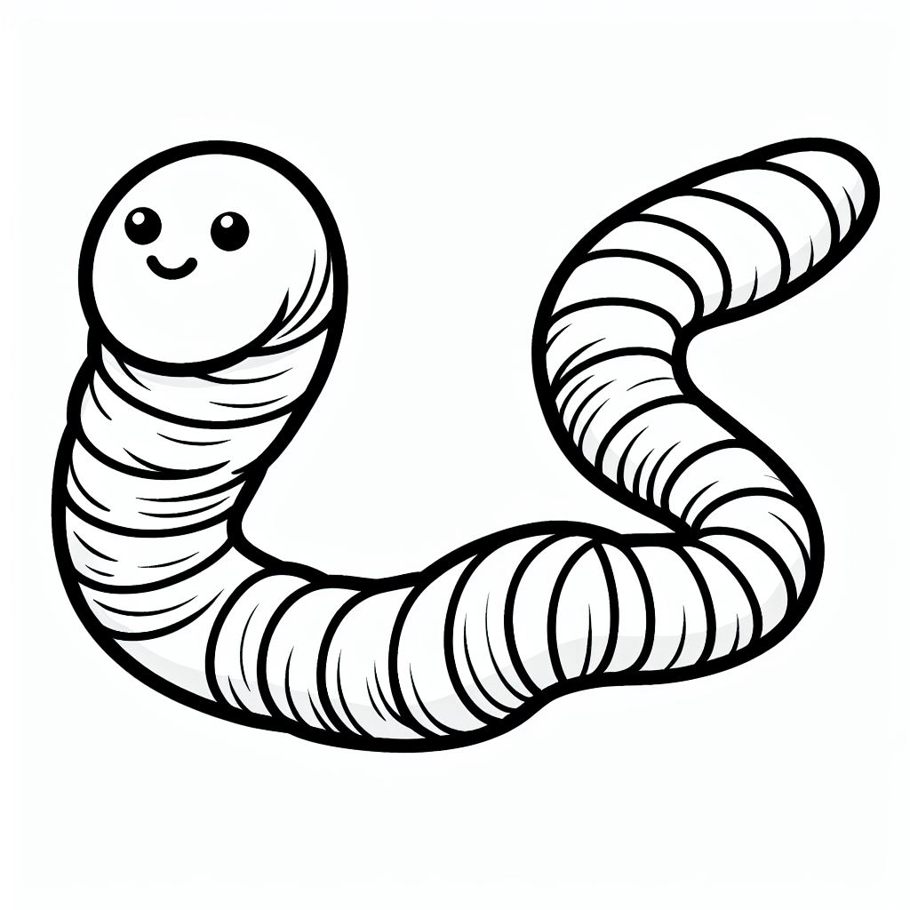 A black and white drawing of a worm