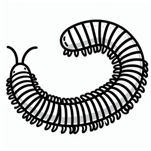 A black and white drawing of a caterpillar 4