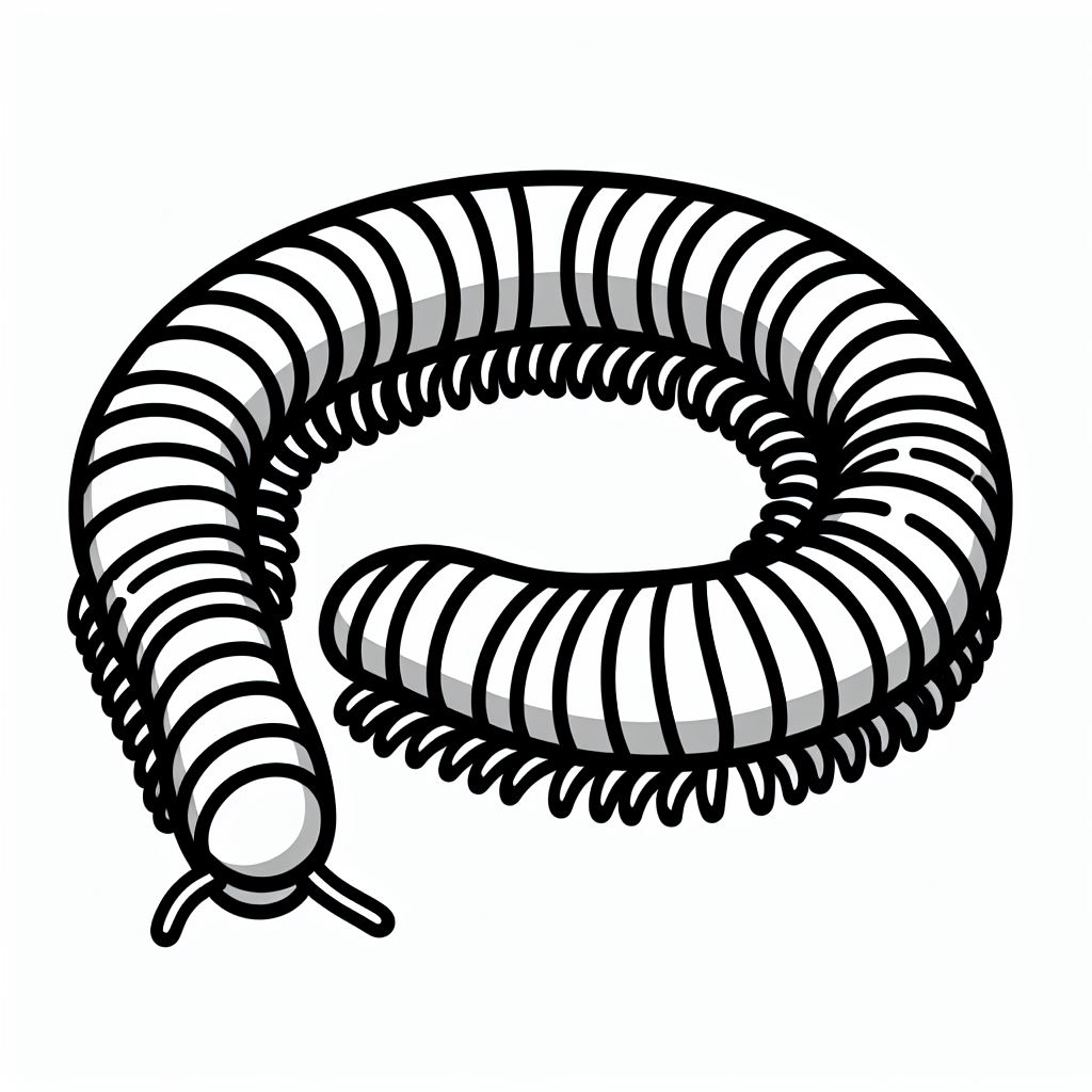 A black and white drawing of a coiled object