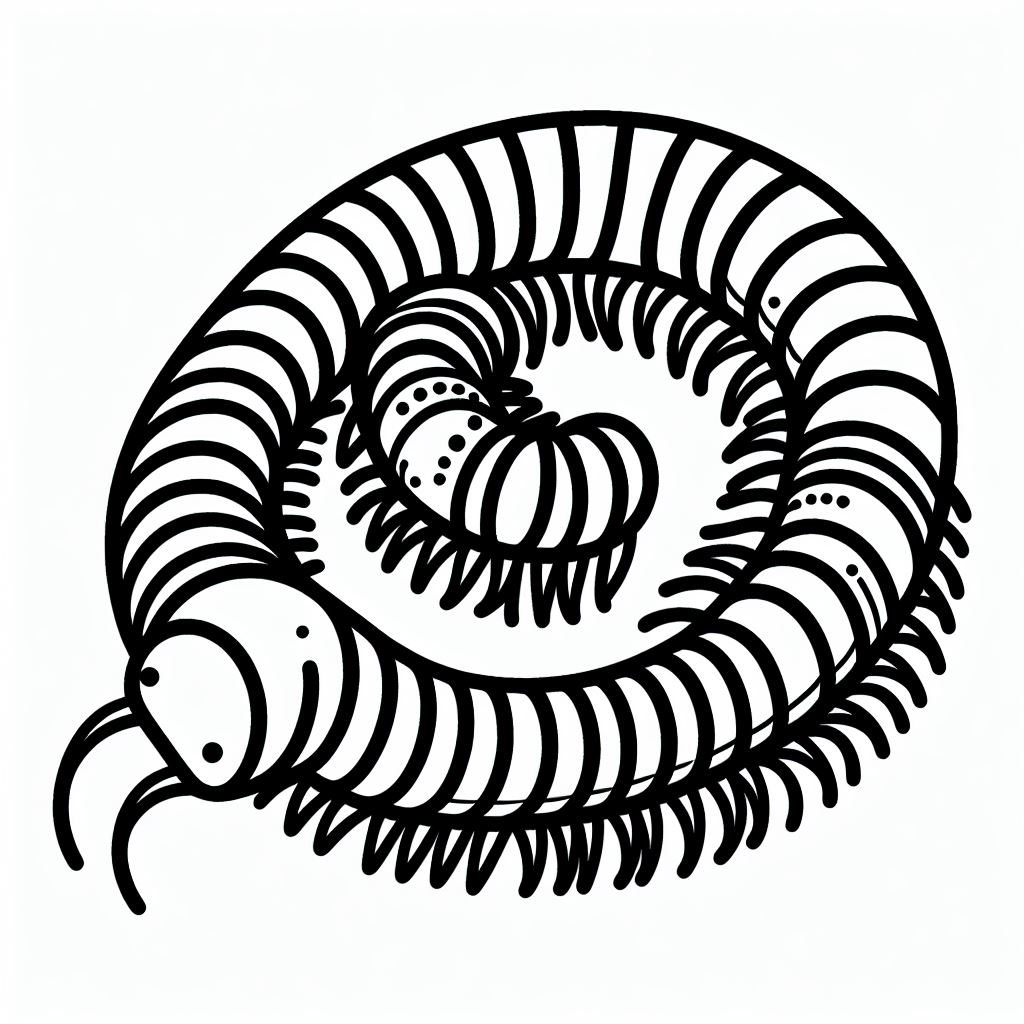 A black and white drawing of a spiral