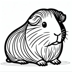 A black and white drawing of a hamster