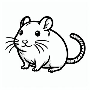 A black and white drawing of a mouse