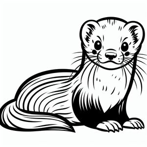 A black and white drawing of a ferret 2