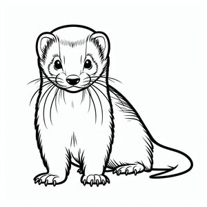 A black and white drawing of a ferret 3