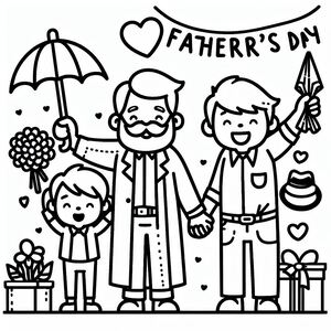 A black and white drawing of a father's day