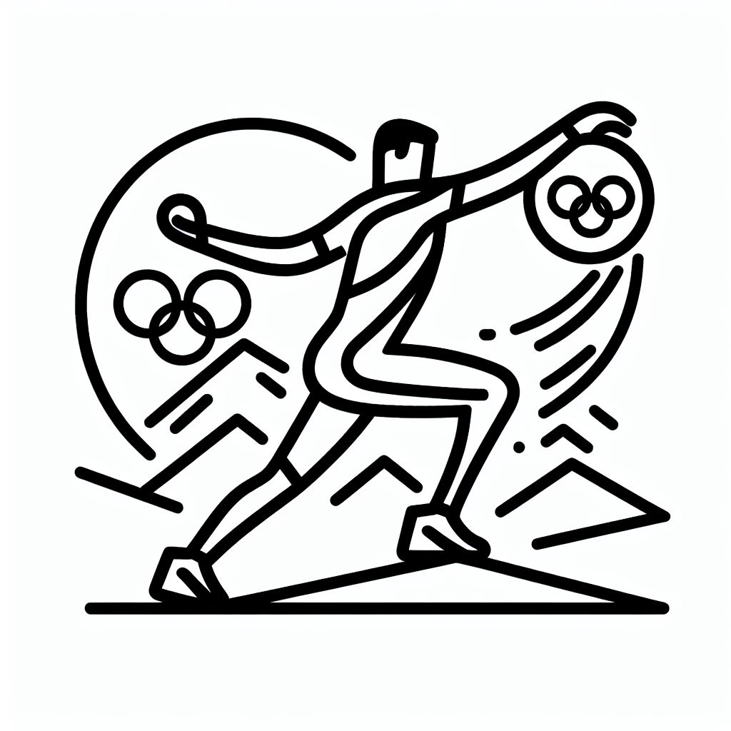 A black and white drawing of a man running