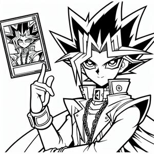 A black and white drawing of a person holding a picture