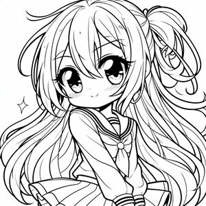 A drawing of a girl with long hair