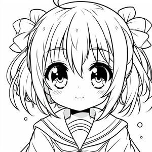 Một cô gái anime với đôi mắt to và một chiếc nơ trên tóc