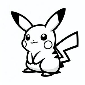 A black and white drawing of a pikachu 3