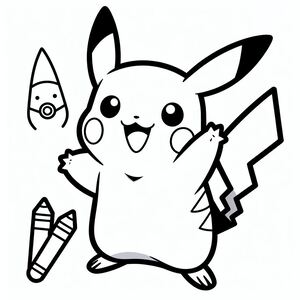 A black and white drawing of a pikachu 4