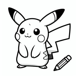 A drawing of a pikachu holding a pencil