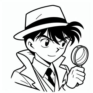 A boy in a hat holding a magnifying glass