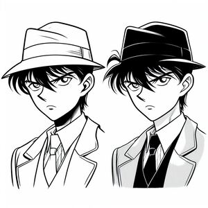 A couple of anime characters with hats on