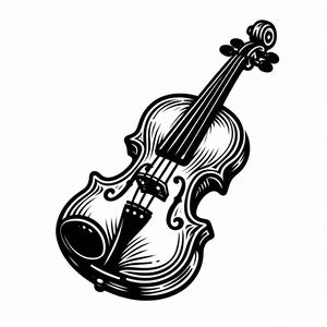 A black and white drawing of a violin 2