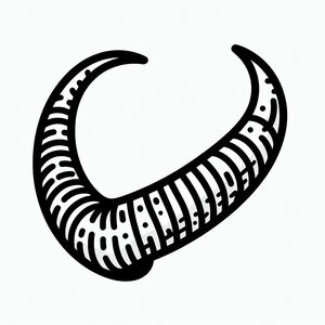 A black and white drawing of a caterpillar
