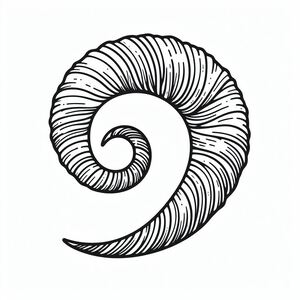 A black and white drawing of a spiral 4