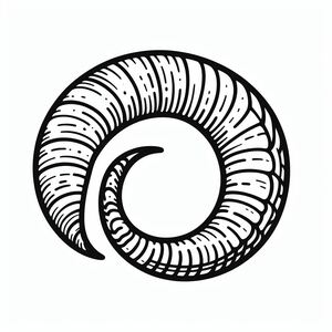 A black and white drawing of a spiral
