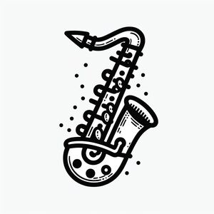 A black and white drawing of a saxophone 4