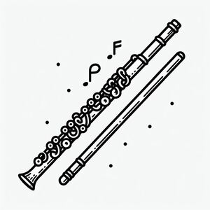 A black and white drawing of a flute 3