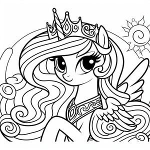 A little pony princess with a crown on her head