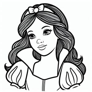 A girl with long hair and a bow in her hair