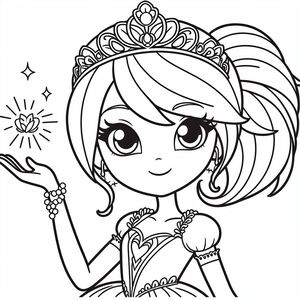 A girl with a tiara holding a sparkle wand