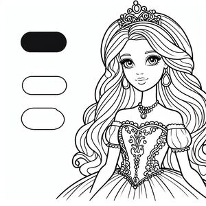 A coloring page of a princess with long hair 2