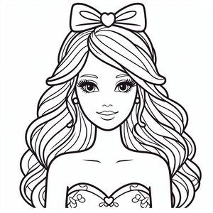 A girl with long hair and a bow on her head