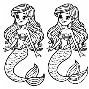 A mermaid with long hair and a tail