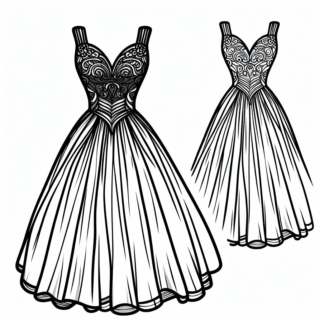 A line drawing of a dress