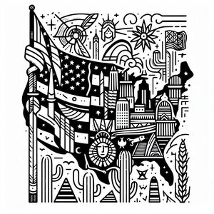 A black and white drawing of the united states 3