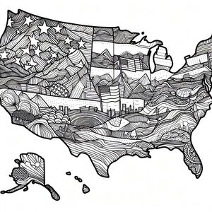 A drawing of the united states of america