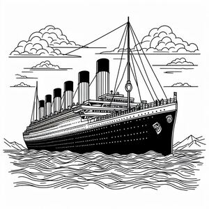 Bản vẽ đen trắng của tàu du lịch 4